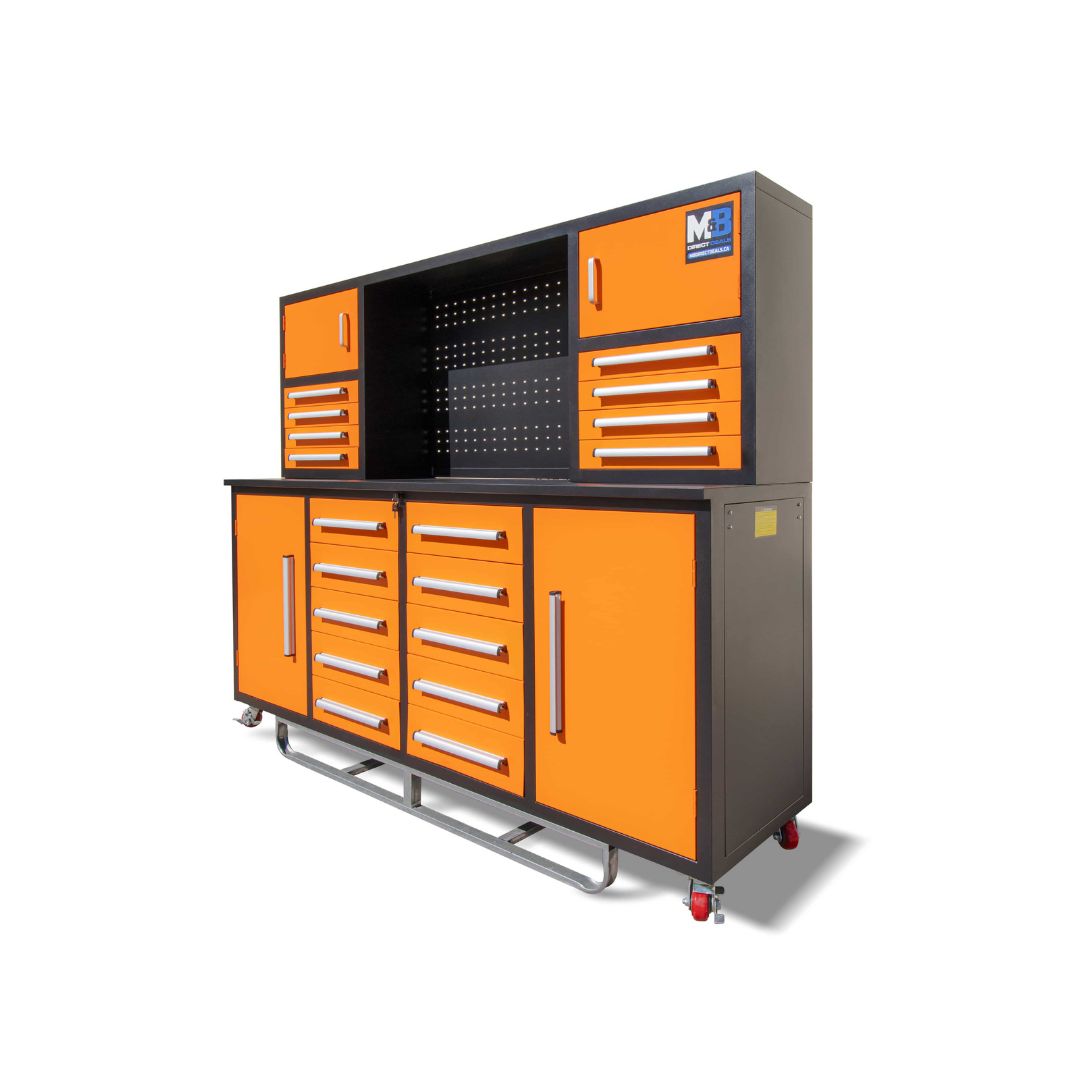 M&B | 7&rsquo; Workbench Cabinet with 18 Drawers - Container Services Pty Ltd