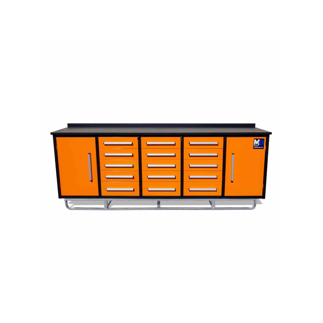 M&B | 10&rsquo; Workbench Cabinet with 15 Drawers - Container Services Pty Ltd