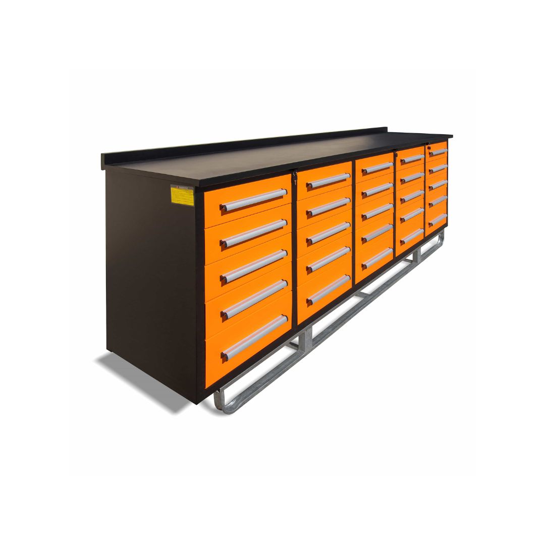 M&B | 10&rsquo; Workbench Cabinet with 25 Drawers - Container Services Pty Ltd