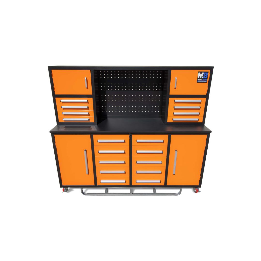 M&B | 7&rsquo; Workbench Cabinet with 18 Drawers - Container Services Pty Ltd