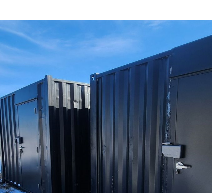 10&prime; Used Cutdown Shipping Container w/Man Door (Black) - Container Services Pty Ltd